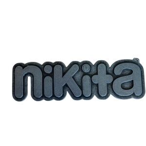 Nikita metal belt buckle grey unisex logo movie of the 1990’s sexy